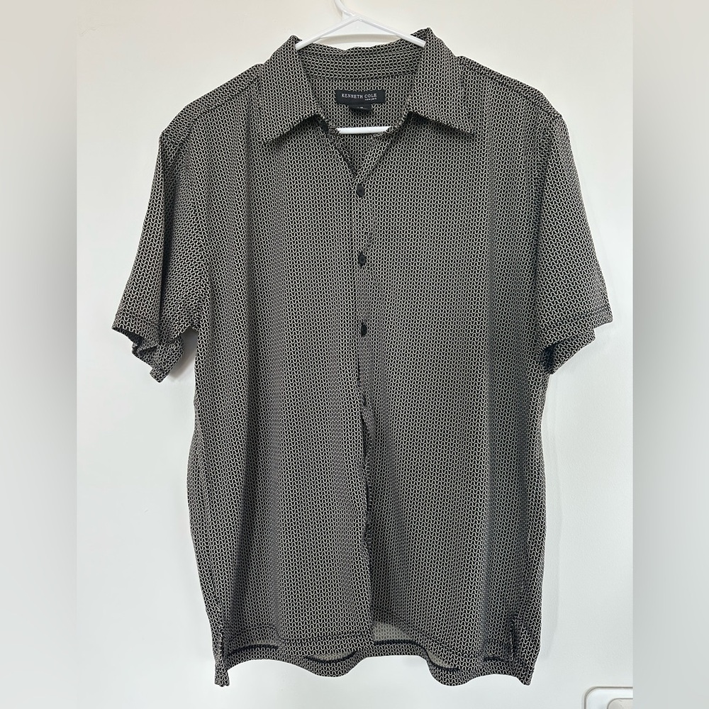 Kenneth Cole Black Patterned Men's Shirt